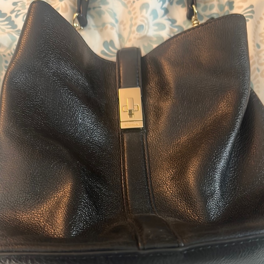 Brahmin Black Leather Tote with Gold Hardware